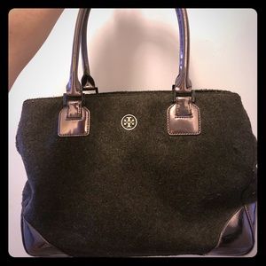 Tory Burch wool leather tote